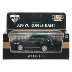 Машина металл аурус комендант 12,5 см, двери, багаж, инерц, черный, кор. Технопарк KOMENDANT-143-BK (72)