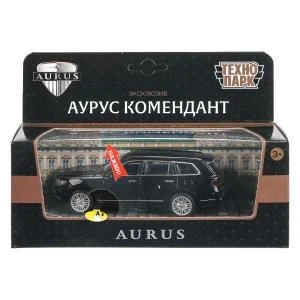 Машина металл свет-звук аурус комендант 12,5 см,двер,багаж,инерц,черн, кор. Технопарк KOMENDANT-143SL-BK (72)