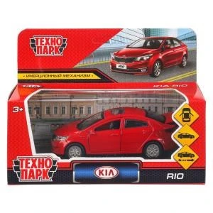 Машина металл KIA RIO длина 12 см, двери, багаж, инерц, красный, кор. Технопарк RIO-RD (72)