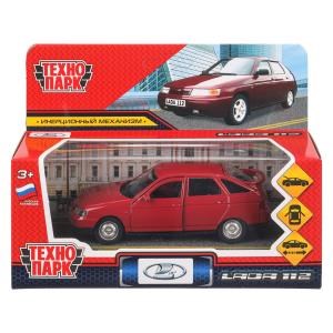 Машина металл ваз-2112 12 см, двери, багаж, вишневый, кор. Технопарк 2112-12-RD (72)