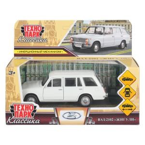 Машина металл ваз-2102 12 см, двери, багаж, инер, белый, кор. Технопарк 2102-12-WH-WOD