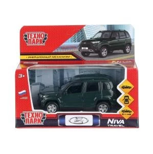 Машина металл LADA NIVA travel 12 см, двери, инерц, темно-зеленый, кор. Технопарк NIVATRAVEL-12-DKGR