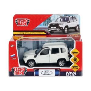 Машина металл LADA NIVA travel 12 см, двери, инер,белый, кор. Технопарк NIVATRAVEL-12-WH-NW