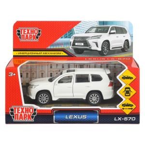 Машина металл LEXUS LX-570 длина 12 см, двери, багаж, инерц, белый, кор. Технопарк LX570-WH (72)