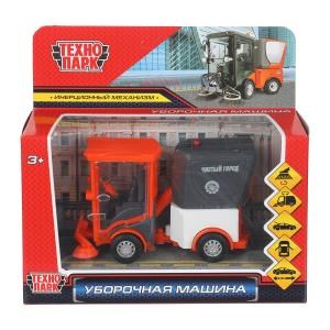 Машина металл УБОРОЧНАЯ МАШИНА 11 см, двери, багаж, оранжевый, кор. Технопарк VACCAR-11-OG
