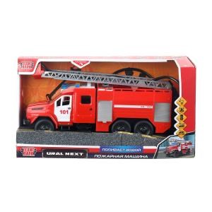 Машина пластик свет-звук URAL NEXT ПОЖАРНАЯ 28 см, двер, люк, вода, ин, кор. Технопарк URALNEXTFIR-27PLWAT-RD (24)