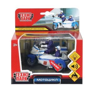 Модель металл свет-звук мотоцил с люлькой МИЛИЦИЯ,  9,5 см, инерц., кор. Технопарк CT-1247-2 (48)