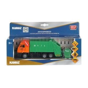 Машина металл свет-звук KAMAZ -53605 МУСОРОВОЗ 18 см, двери, инерция Технопарк CT12-457-4WB (48)