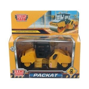 Модель металл каток "раскат" rv12dd 13см,двер,желт-черн,кор. Технопарк ROLLER-15-YBK-WOD