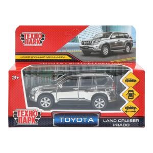 Машина металл TOYOTA PRADO ХРОМ 12 см, двери, багаж, инерц, серебрист, кор. Технопарк PRADO-SL-CH-WOD