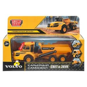 Машина металл свет-звук VOLVO КАРЬЕРНЫЙ САМОСВАЛ 16 см, двер, подв дет, кор. Технопарк HAULERA25G-16SL-YE