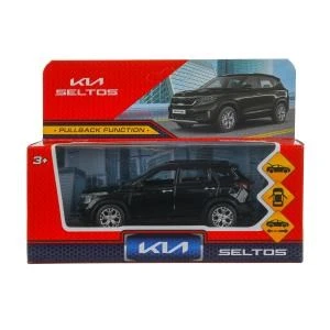 Машина металл KIA seltos длина 12 см, двери, багаж., инерц, черный, кор. Технопарк SELTOS-12-BK