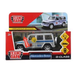 Машина металл свет-звук MERCEDES-BENZ G-CLASS ПОЛИЦИЯ 12 см, двер, баг, кор. Технопарк G-СLASS-P-SL (72)