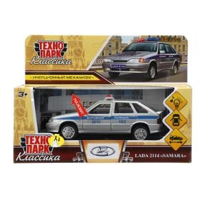 Машина металл свет-звук LADA-2114 "SAMARA" ПОЛИЦИЯ 12 см, двери, багаж, кор. Технопарк 2114-12SLPOL-SR-WOD