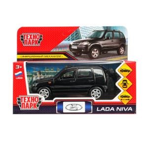 Машина металл LADA NIVA длина 12 см, двери, багаж, инерц, черный, кор. Технопарк LADANIVA-12-BK-WOD