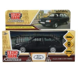 Машина металл LADA -2108 "СПУТНИК", 11,7 см, двери, баг., ин., черный, кор. Технопарк 2108-12-BK-WOD