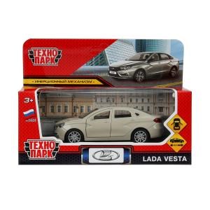 Машина металл LADA vesta 11,5 см, двери, бежевый, кор. Технопарк VESTA-12-BG
