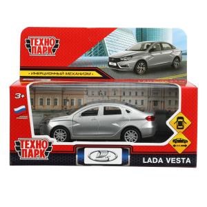 Машина металл LADA vesta 11,5 см, двери, серый, кор. Технопарк VESTA-12-GR