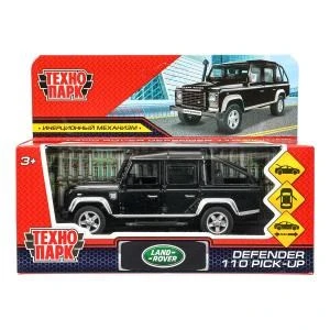 Машина металл LAND ROVER DEFENDER PICKUP 12 см, двери, багаж, черный, кор. Технопарк DEFPICKUP-12-BK-WOD