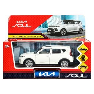 Машина металл KIA soul длина 12 см, двери, багаж., инерц, белый, кор. Технопарк SOUL-12-WH