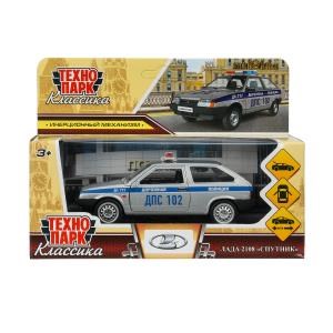 Машина металл LADA-2108 "СПУТНИК" ПОЛИЦИЯ 12 см, двери, багаж, кор. Технопарк 2108-12POL-SR-WOD