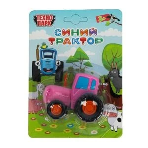 Машина металл СИНИЙ ТРАКТОР синий трактор длина 7,5 см, розовый, блист. Технопарк в кор BLUTRA-7-PN