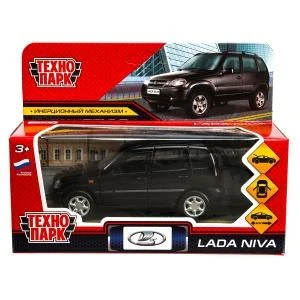 Машина металл LADA NIVA длина 12 см, двери, багаж, инерц, черный, кор. Технопарк LADANIVA-12-BK (72)