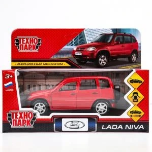 Машина металл LADA NIVA длина 12 см, двери, багаж, инерц, красный, кор. Технопарк LADANIVA-12-RD (72)