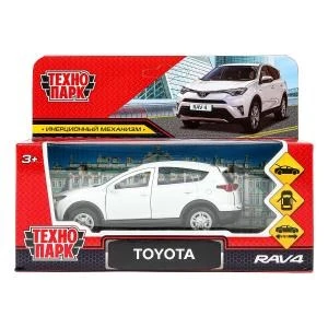 Машина металл TOYOTA RAV4 длина 12 см, двери, багаж, инерц, белый, кор. Технопарк RAV4-WH-WOD