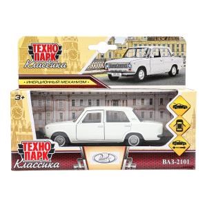 Машина металл ваз-2101  длина 12 см, двери, багаж, инерц, белый, кор. Технопарк 2101-12-WH (72)