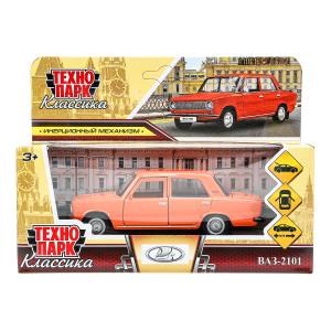 Машина металл ваз-2101  длина 12 см, двери, багаж, инерц, оранжевый, кор. Технопарк 2101-12-OG (72)