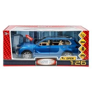 Машина металл свет-звук BMW x7, 20см, двери, инерц, синий, кор Технопарк CZ115-R