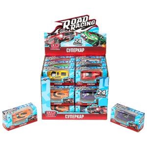 Машина металл ROAD RACING СУПЕРКАР 7 см, в ассорт, кор., дисплей, Технопарк RR-7-65055-R