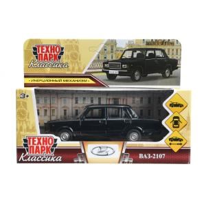Машина металл ваз-2107 длина 12 см, двери, багаж, инерц, черный, кор. Технопарк 2107-12-BK (72)