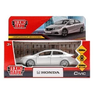 Машина металл HONDA CIVIC длина 12 см, двери, багаж, инерц, серебр, кор. Технопарк CIVIC-SL (72)