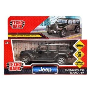 Машина металл JEEP WRANGLER SAHARA 12 см, двери, багаж, инерц, черный, кор. Технопарк SAHARA5D-12-BK (72)