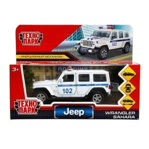 Машина металл JEEP WRANGLER SAHARA ПОЛИЦИЯ 12 см, двер, баг, ин, белый, кор. Технопарк SAHARA5D-12POL-WH (72)