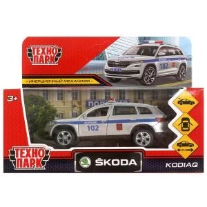 Машина металл SKODA KODIAQ ПОЛИЦИЯ длина 12 см, двери, багаж, инерц, кор. Технопарк KODIAQ-P (72) (72)
