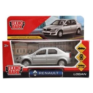 Машина металл RENAULT LOGAN длина 12 см, двери, багаж, серебристый, кор. Технопарк LOGAN-SL (72) (72)