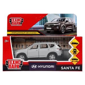 Машина металл HYUNDAI SANTAFE 12 см, двери, багаж, инерц, темно серый, кор. Технопарк SANTAFE-12-GY (72)