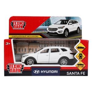 Машина металл HYUNDAI SANTAFE 12 см, двери, багаж, инерц, белый, кор. Технопарк SANTAFE-12-WH