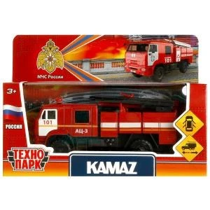 Машина металл КАМАЗ-43502 МЧС 15,5 см, двери, подв дет, инер, кор. Технопарк KAM43502-15MES-RD