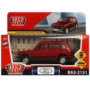 Машина металл LADA 4x4 2131 12 см, двери, багаж, инерц, красный, кор. Технопарк LADA4X42131-13-RD