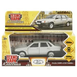 Машина металл LADA-21099 "СПУТНИК" 12 см, двер, баг, инерц, серебр мет, кор. Технопарк 21099-12-SR