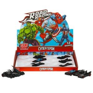 Машина металл ROAD RACING супергерои 7,5 см, в ассорт, дисплей Технопарк RR-7-DB-032-R