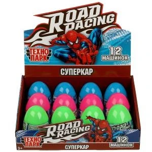 Машина металл ROAD RACING спайдер ЯЙЦО 5 см, в ассортименте, дисплей Технопарк RR-7-093-EGS12-SM-R