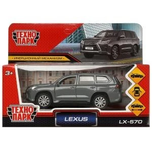 Машина металл LEXUS LX-570 длина 12 см, двери, багаж, инерц, серый, кор. Технопарк LX570-12-GY