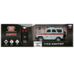 Машина р/у УАЗ ХАНТЕР РОСГВАРДИЯ 15 см, свет, серый, кор. Технопарк HUNTER-15RCROS-GY