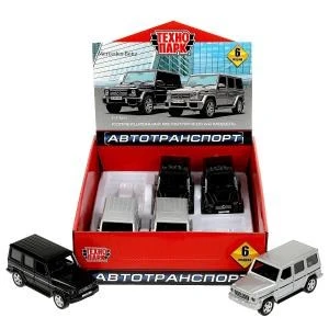 Машина металл MERCEDES-BENZ G-CLASS 12 см,двери, багаж, инерц, дисп. Технопарк GCLASS-12DB6-MIX