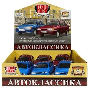 Машина металл LADA-2114 АВТОКЛАССИКА 12 см, двер,баг,инер, ассорт, дисп. Технопарк LADA2114-12DB6-MIX